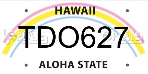 TDO627 Hawaii License Plate