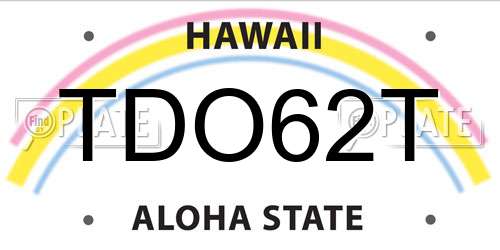 TDO62T Hawaii License Plate