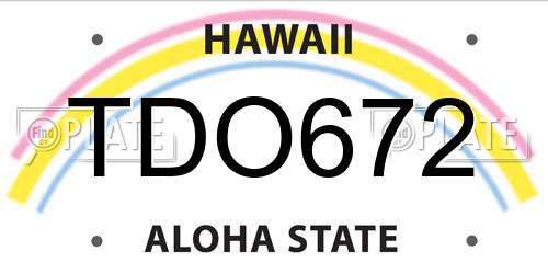 TDO672 Hawaii License Plate