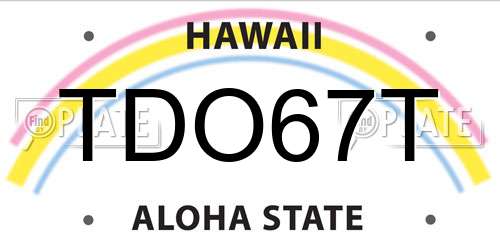 TDO67T Hawaii License Plate