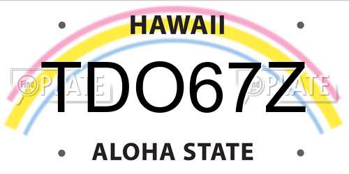 TDO67Z Hawaii License Plate