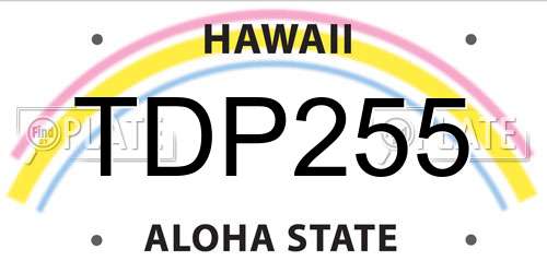 TDP255 Hawaii License Plate