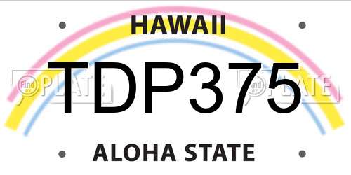 TDP375 Hawaii License Plate