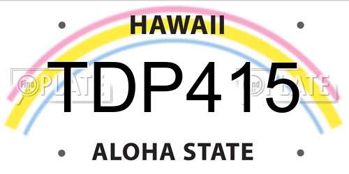TDP415 Hawaii License Plate