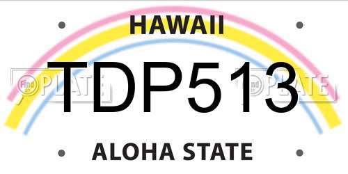 TDP513 Hawaii License Plate