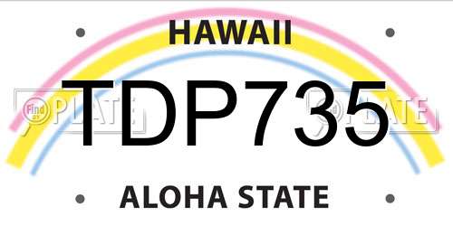 TDP735 Hawaii License Plate