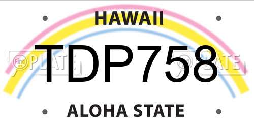 TDP758 Hawaii License Plate