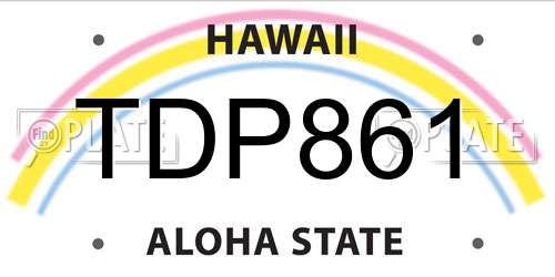 TDP861 Hawaii License Plate