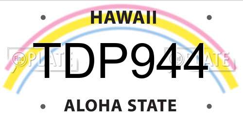 TDP944 Hawaii License Plate