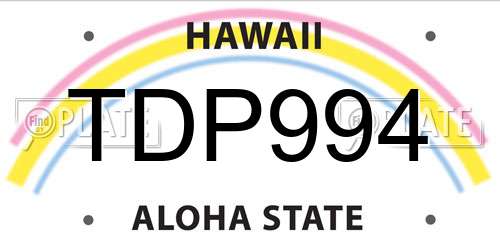 TDP994 Hawaii License Plate