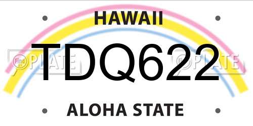 TDQ622 Hawaii License Plate