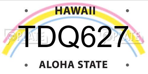 TDQ627 Hawaii License Plate