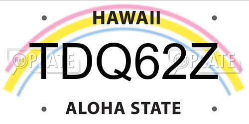 TDQ62Z Hawaii License Plate