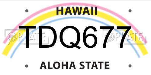 TDQ677 Hawaii License Plate