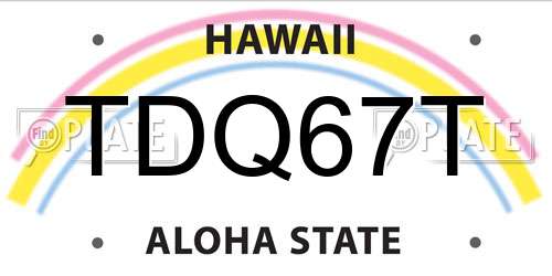TDQ67T Hawaii License Plate