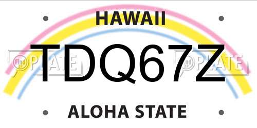 TDQ67Z Hawaii License Plate