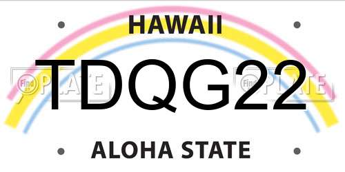 TDQG22 Hawaii License Plate