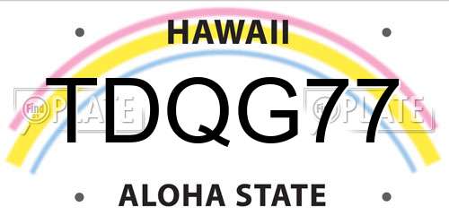 TDQG77 Hawaii License Plate