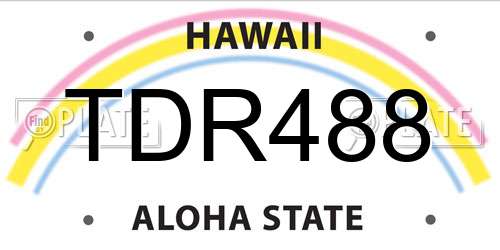 TDR488 Hawaii License Plate