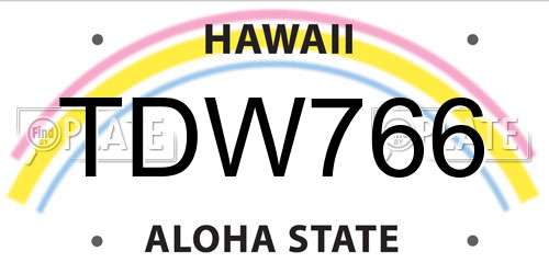 TDW766 Hawaii License Plate