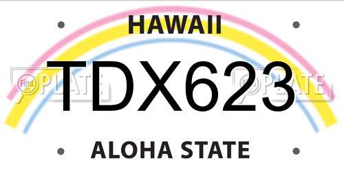 TDX623 Hawaii License Plate