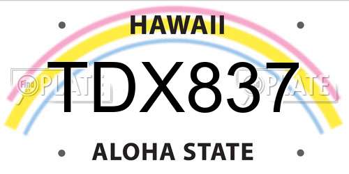 TDX837 Hawaii License Plate