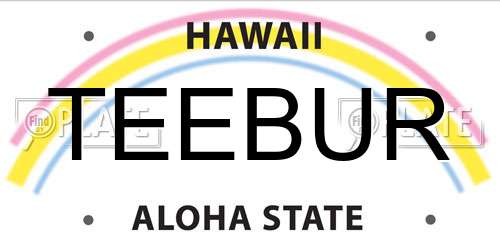 TEEBUR Hawaii License Plate