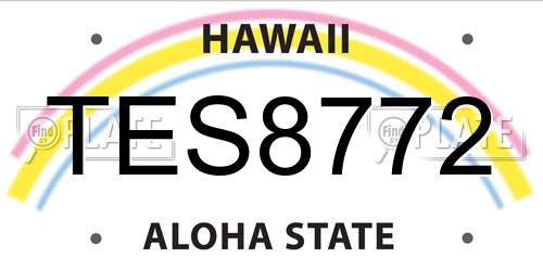 TES8772 Hawaii License Plate