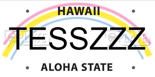 TESSZZZ Hawaii License Plate