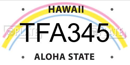 TFA345 Hawaii License Plate