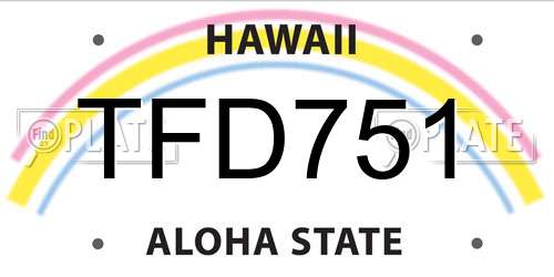 TFD751 Hawaii License Plate