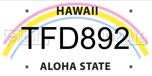 TFD892 Hawaii License Plate