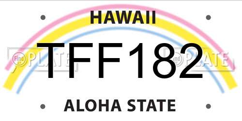TFF182 Hawaii License Plate