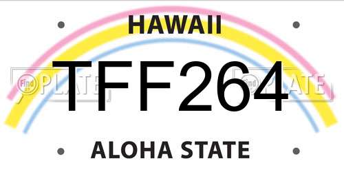 TFF264 Hawaii License Plate