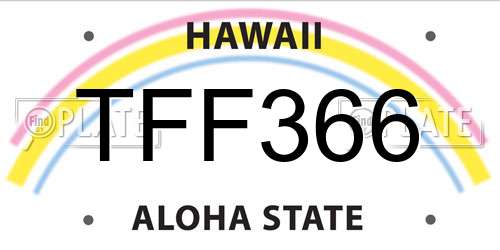 TFF366 Hawaii License Plate