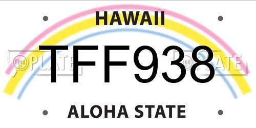 TFF938 Hawaii License Plate
