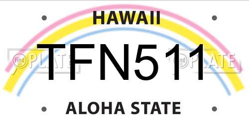 TFN511 Hawaii License Plate