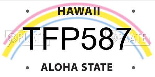TFP587 Hawaii License Plate