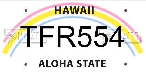TFR554 Hawaii License Plate