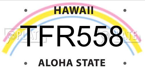 TFR558 Hawaii License Plate