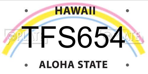TFS654 Hawaii License Plate