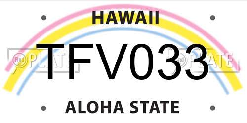 TFV033 Hawaii License Plate