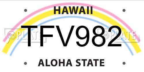 TFV982 Hawaii License Plate