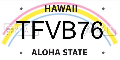 TFVB76 Hawaii License Plate