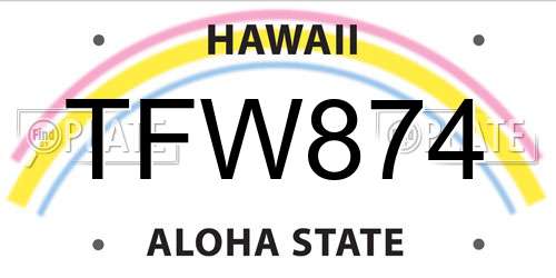 TFW874 Hawaii License Plate