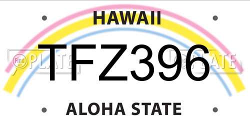 TFZ396 Hawaii License Plate