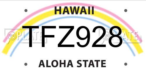 TFZ928 Hawaii License Plate