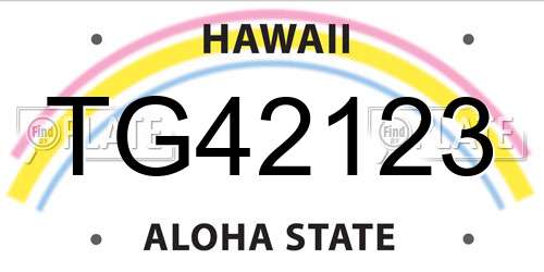 TG42123 Hawaii License Plate