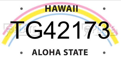 TG42173 Hawaii License Plate