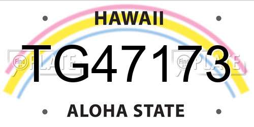 TG47173 Hawaii License Plate